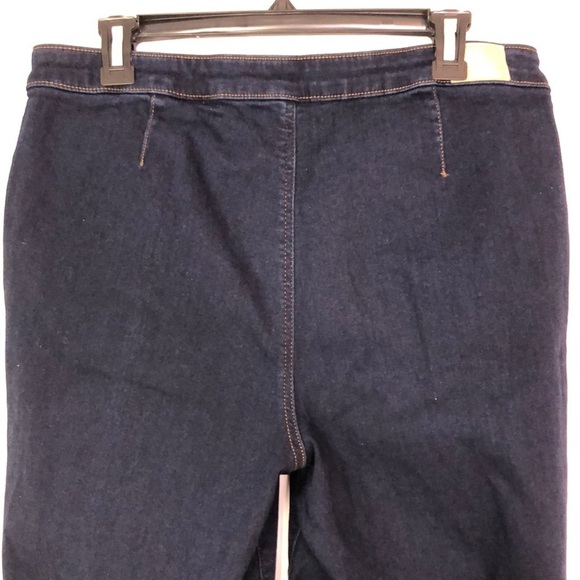 Anne Klein Dark Blue Sailor Flare Wide Leg Jeans Size 14 - Picture 7 of 13